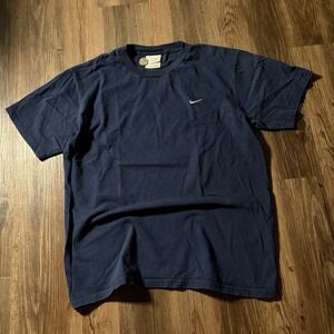 Silver Tab Nike Shirt Mens Large Navy Blue Short Sleeve Embroidered Swoosh